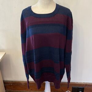 Market & Spruce navy burgundy striped long sleeve lightweight sweater Sz XXL New